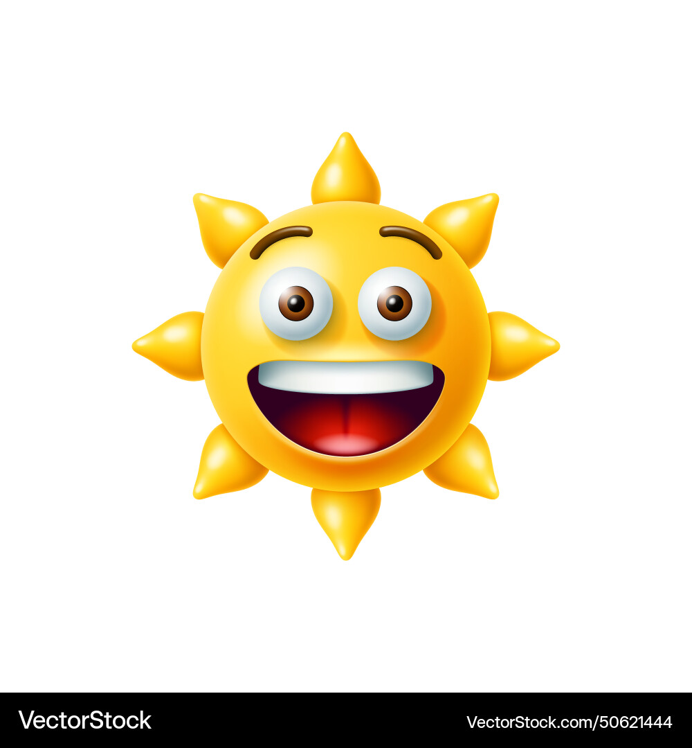 3d sun emoji cool and cute yellow sunny character Vector Image
