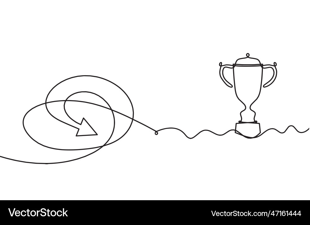 Abstract continuous lines arrows and trophy Abstract continuous lines arrows and trophy Vector Image