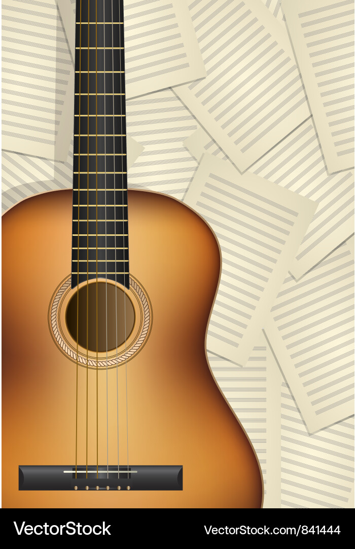 Acoustic Guitar Portrait Vector Image