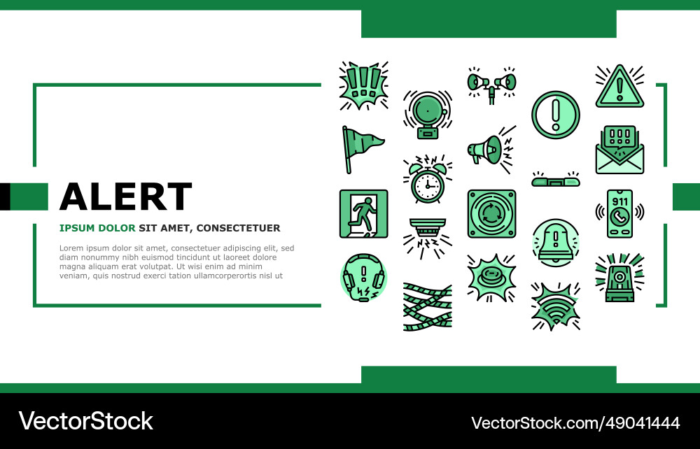 Alert attention signal caution landing header Alert attention signal caution landing header vector image