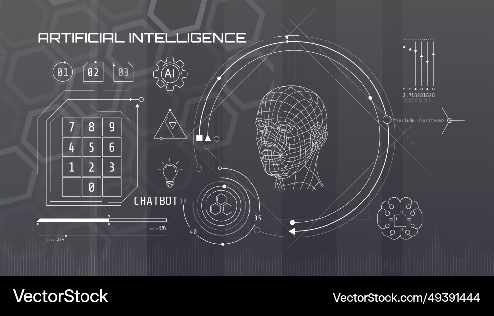 Built-in artificial intelligence in a technology vector image