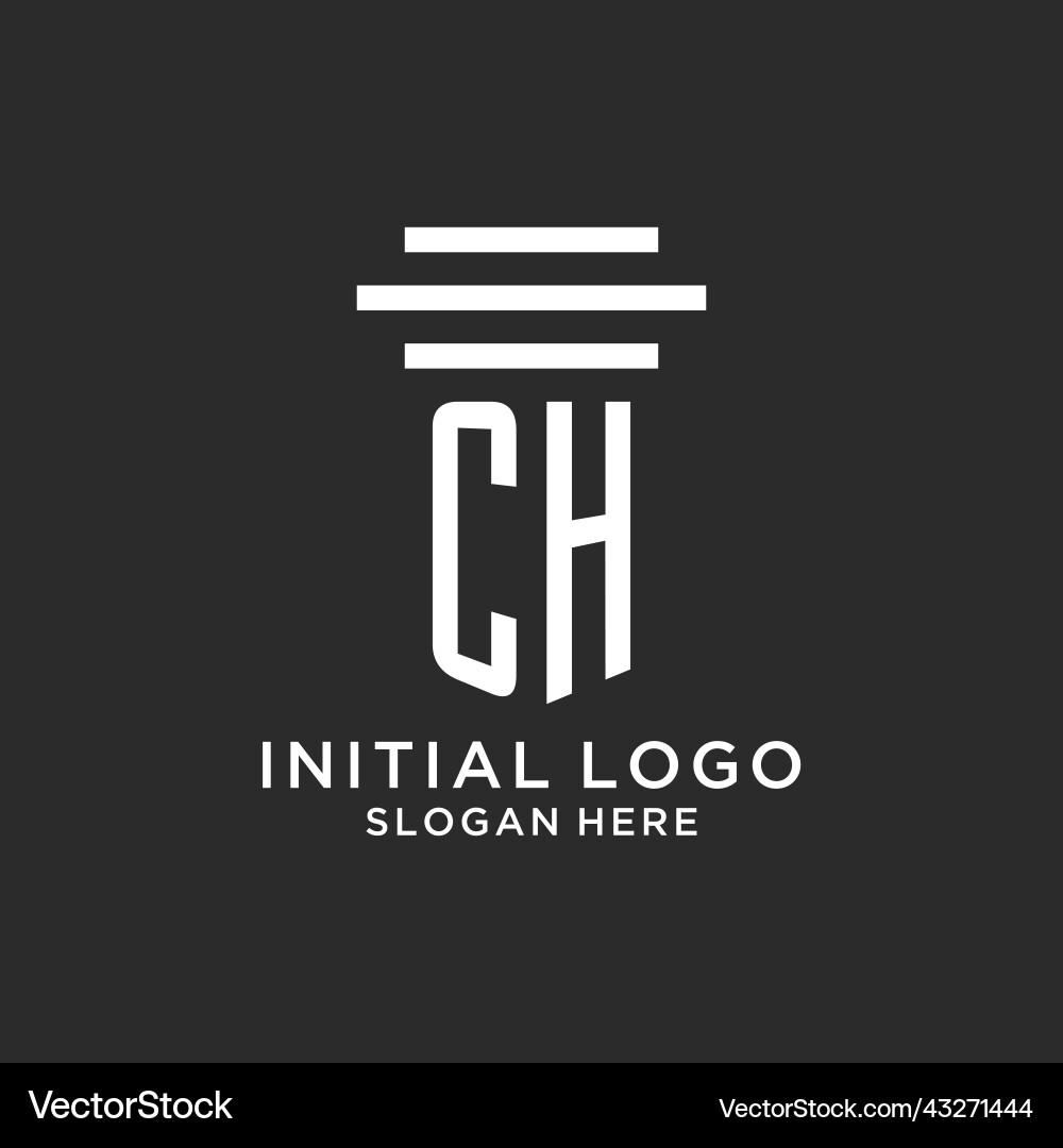 Ch initials with simple pillar logo design Ch initials with simple pillar logo design Vector Image