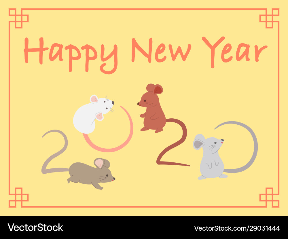 Chinese new year 2020 cute rat mouse character Chinese new year 2020 cute rat mouse character vector image