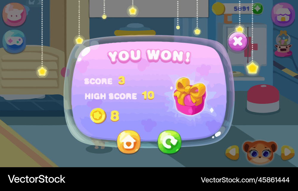 Complete set of level button game ui pop-up icon Vector Image