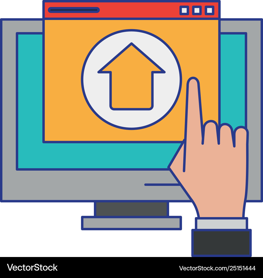 Computer upload sign Computer upload sign vector image