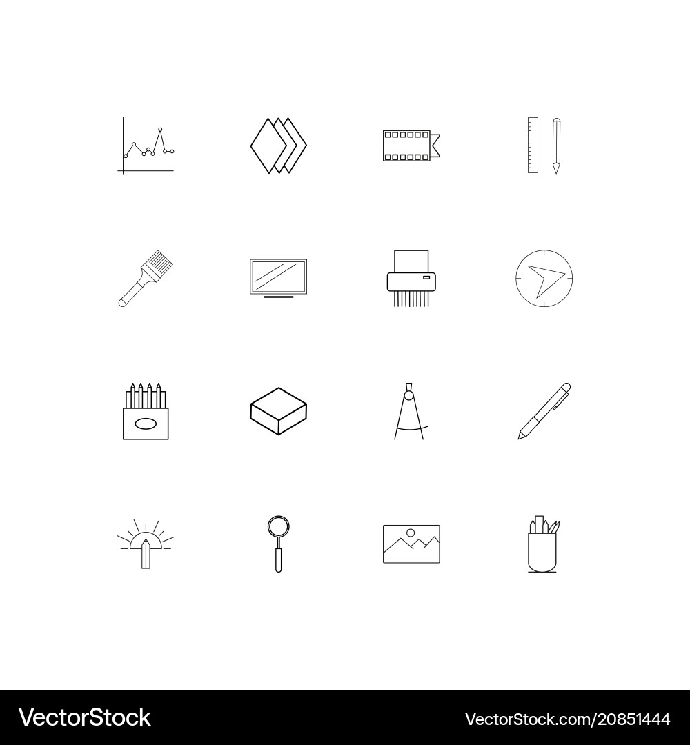 Creative process and design linear thin icons set vector image