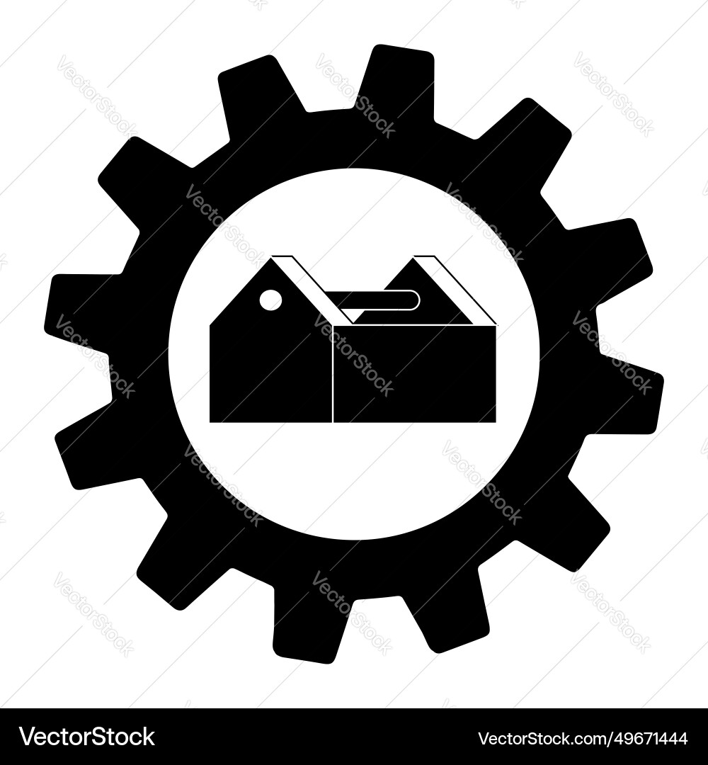 Empty toolbox in gear icon of work tool Empty toolbox in gear icon of work tool vector image
