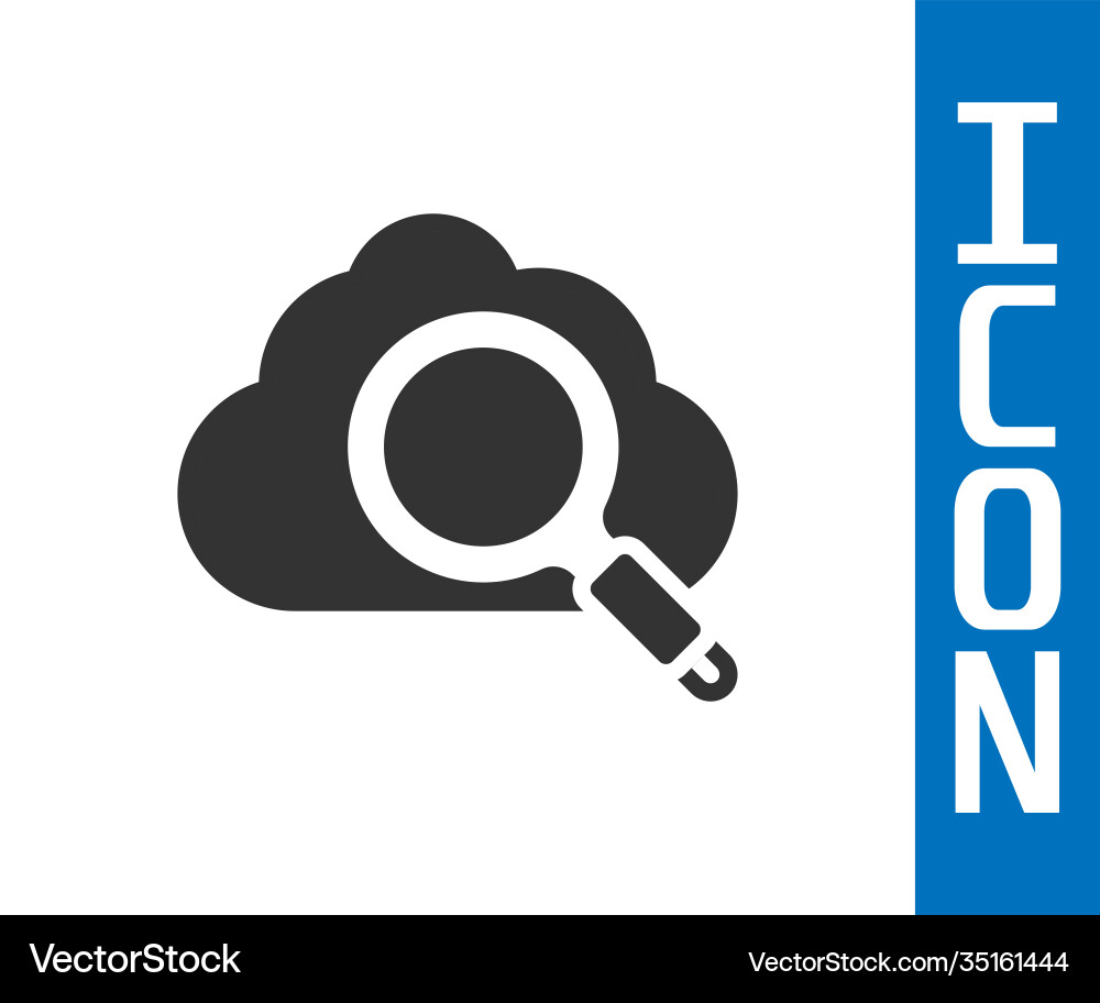 Grey search cloud computing icon isolated on white Grey search cloud computing icon isolated on white vector image