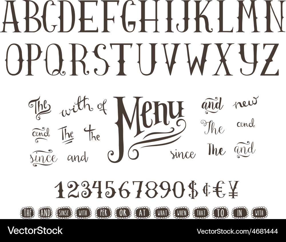 Hand Drawn Alphabet Letter Set Vector Image