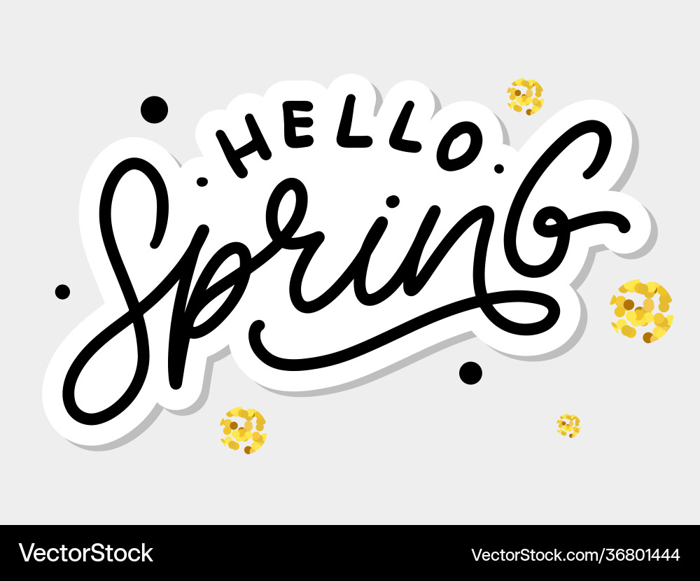 Hello spring flowers text background frame Vector Image