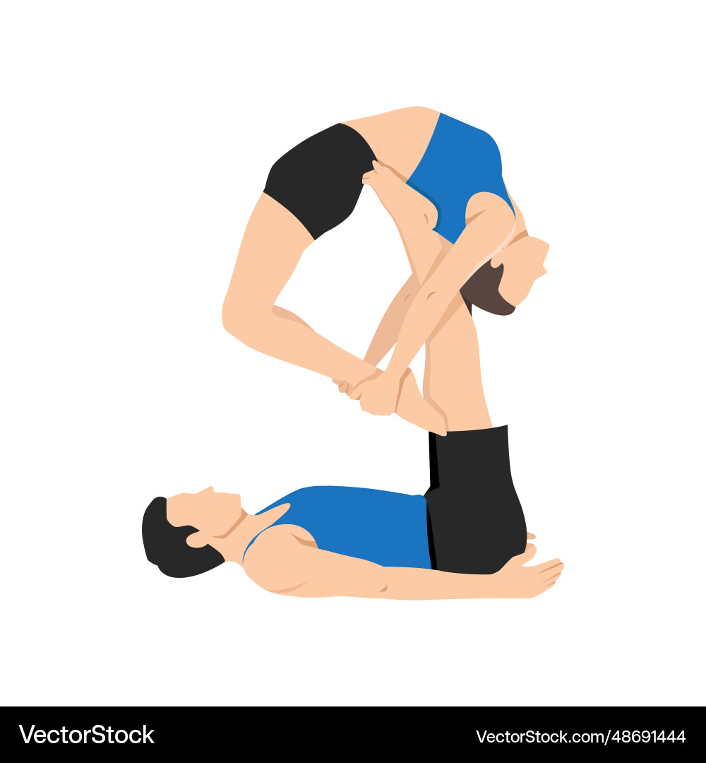 Junge Paar tun urdhva dhanurasana Yoga Junge Paar tun urdhva dhanurasana Yoga vektorbild