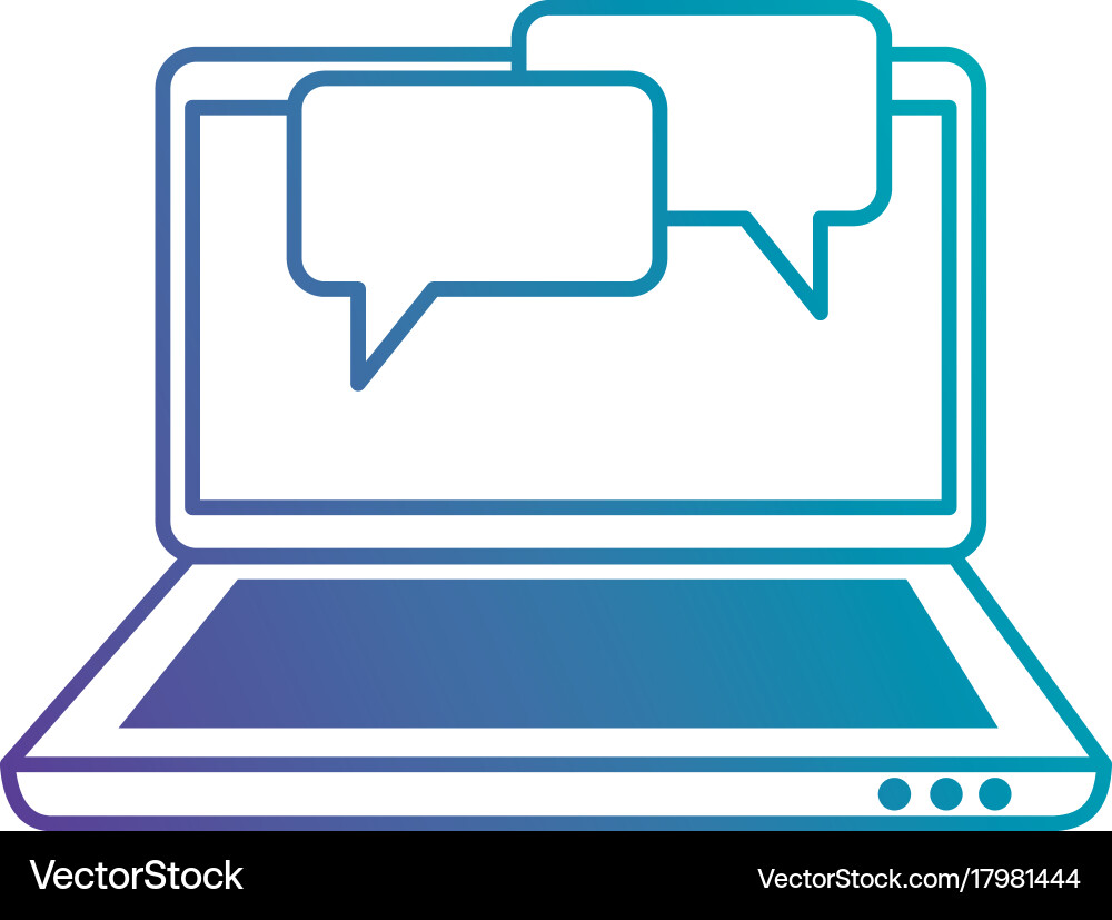Laptop computer with speech bubble vector image