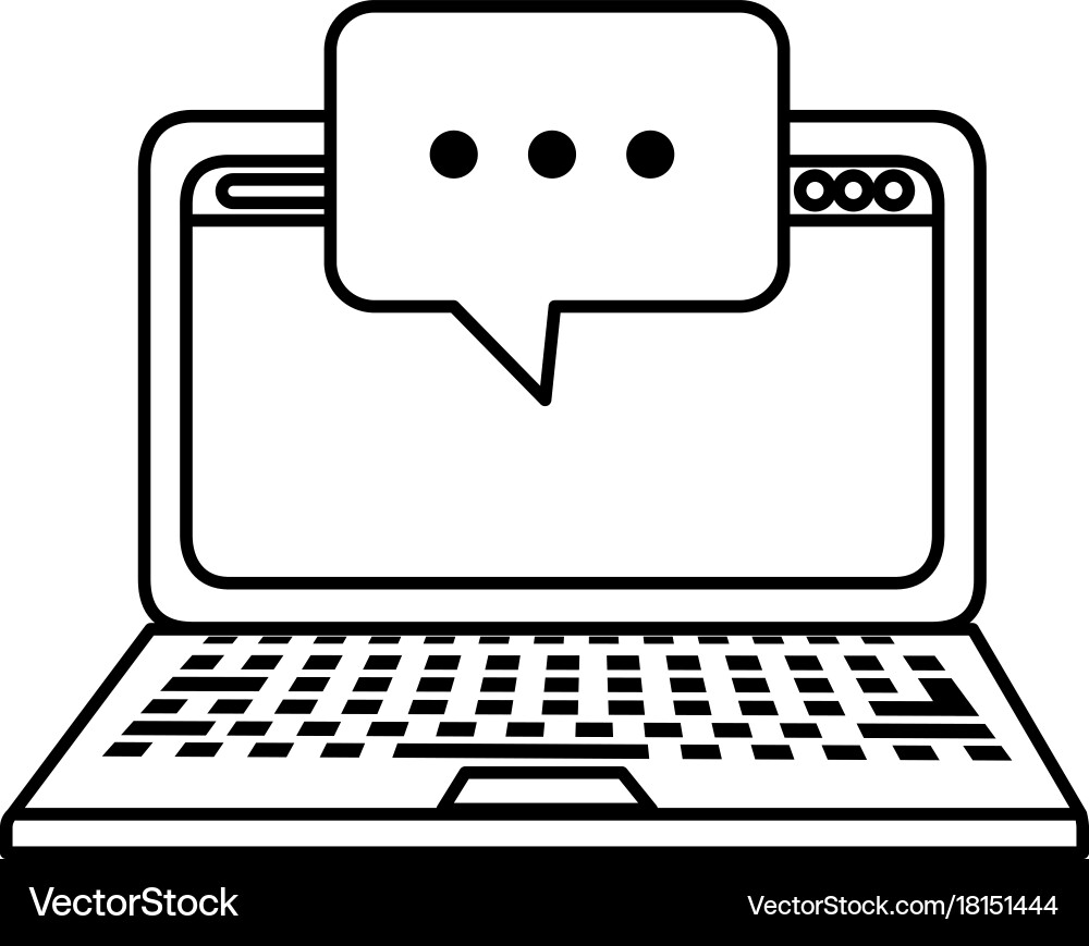 Laptop computer with speech bubble Vector Image