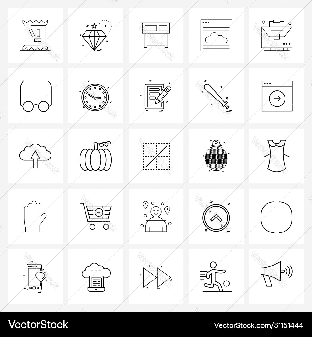Modern style set 25 line pictograph grid based vector image