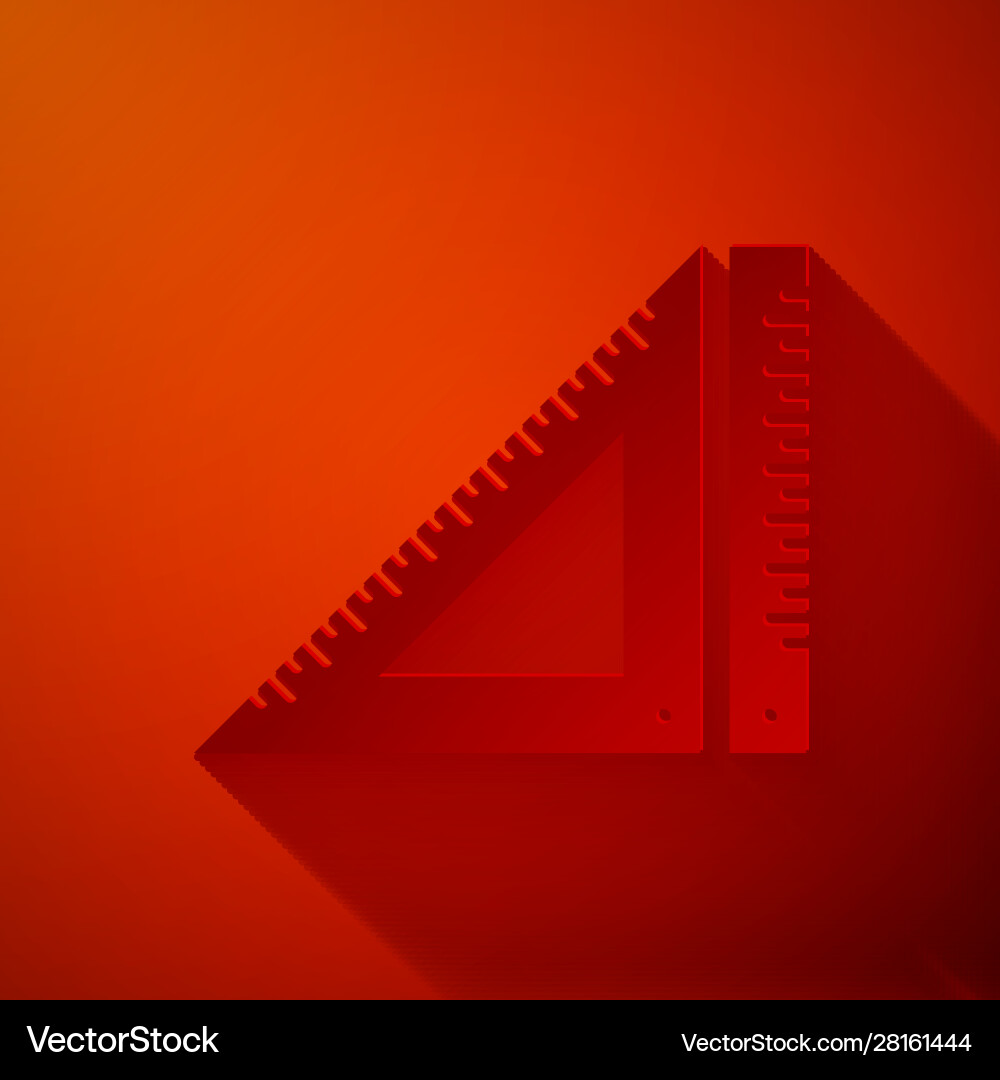 Paper cut triangular ruler icon isolated on red Paper cut triangular ruler icon isolated on red vector image