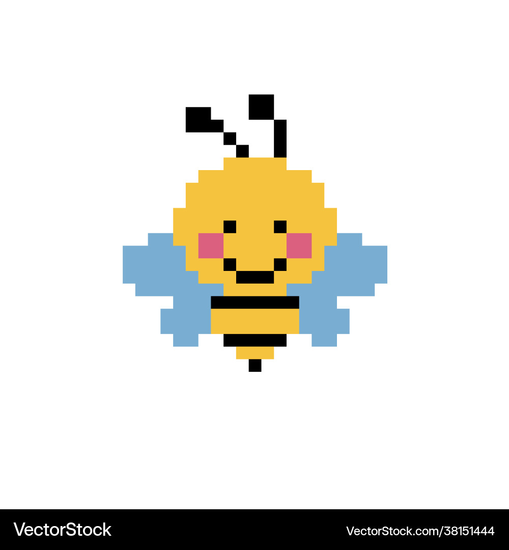 Pixel bee image for game assets vector image