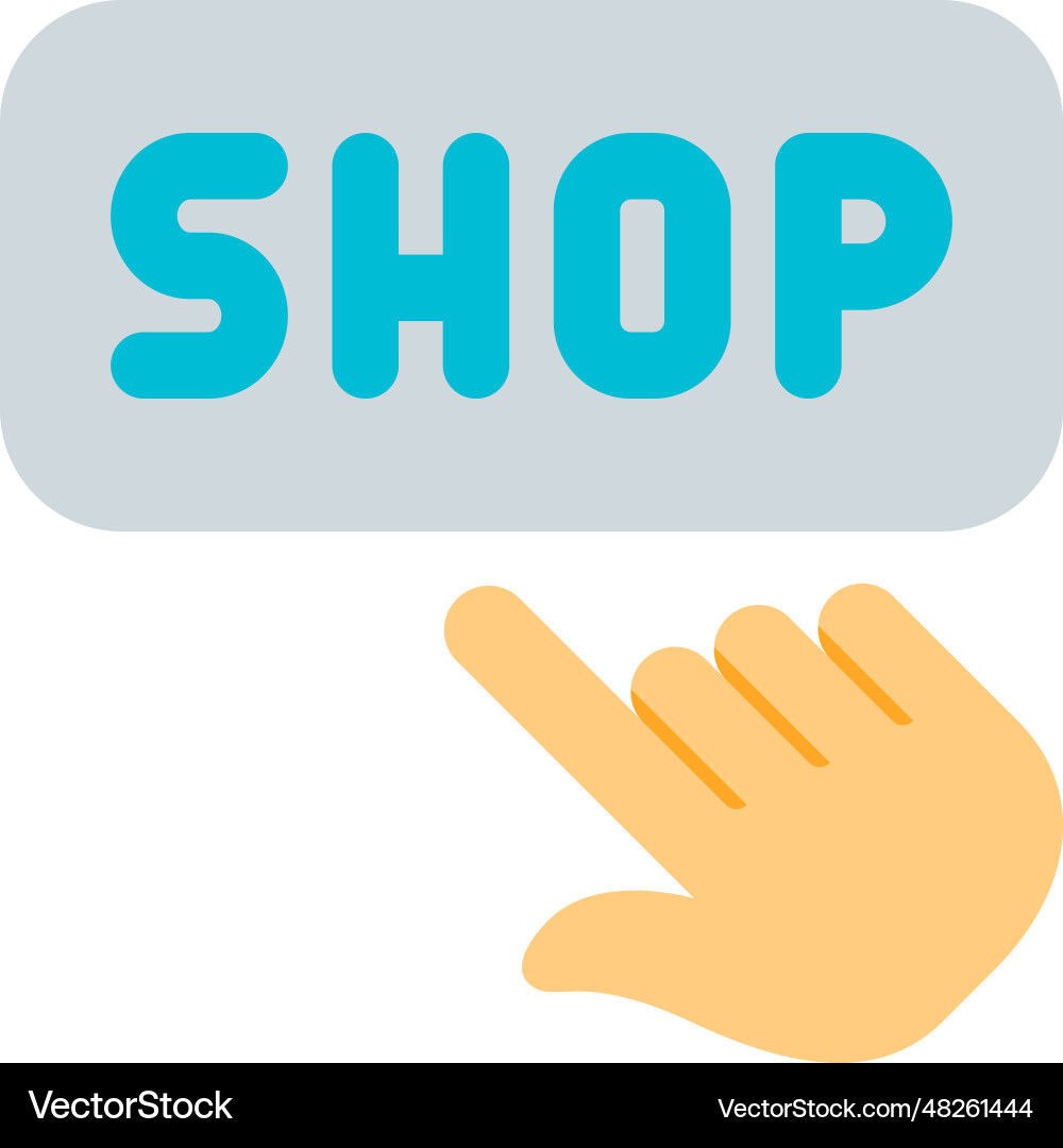 Pointer dragged on shop option in website vector image
