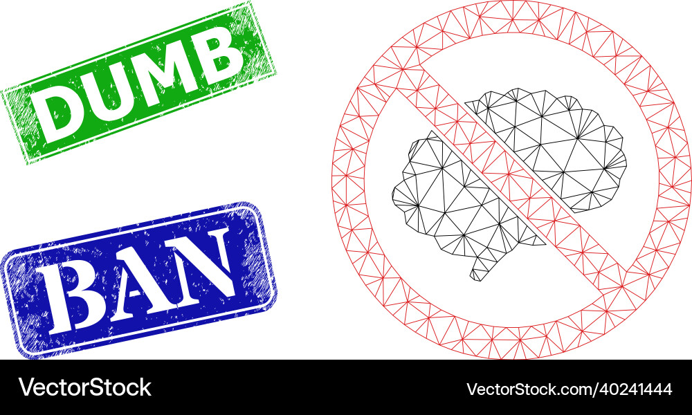 Rubber dumb stamp imitations and triangular mesh Rubber dumb stamp imitations and triangular mesh vector image