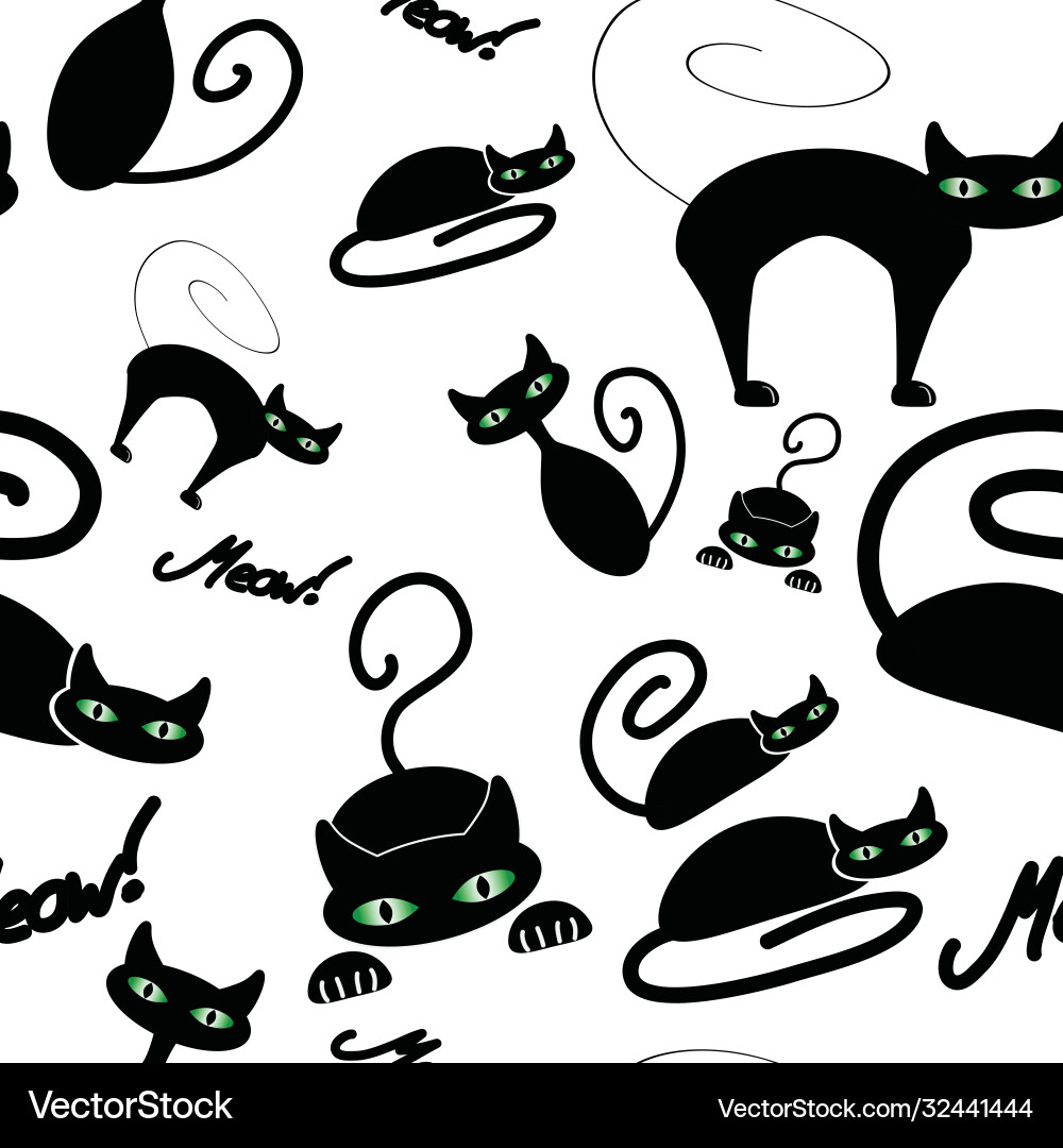 Seamless repeat pattern with black cat Seamless repeat pattern with black cat vector image
