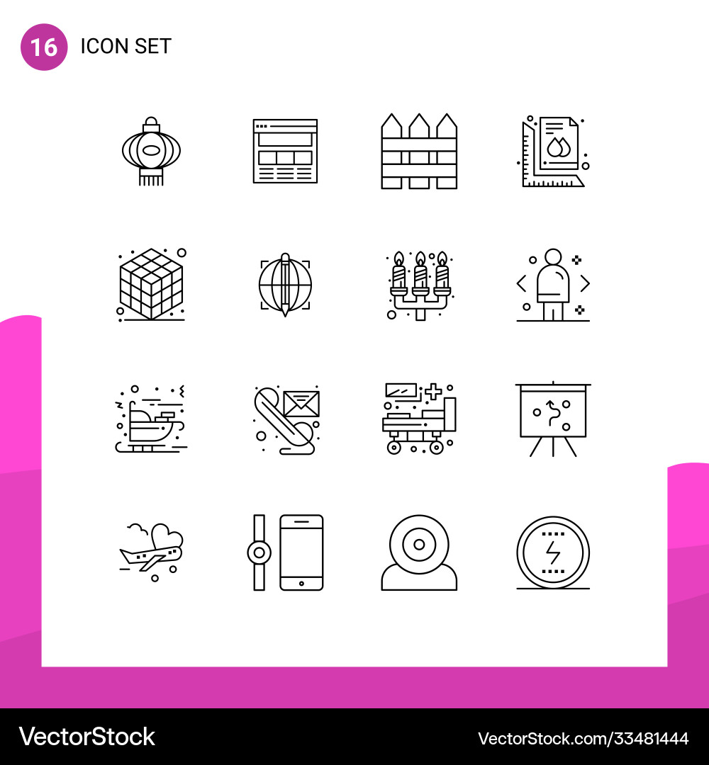 Set 16 outlines on grid for print ruler online Vector Image