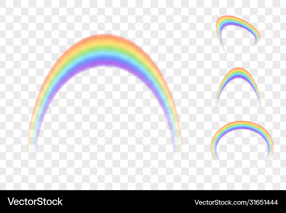 Set colour rainbows isolated on transparent vector image