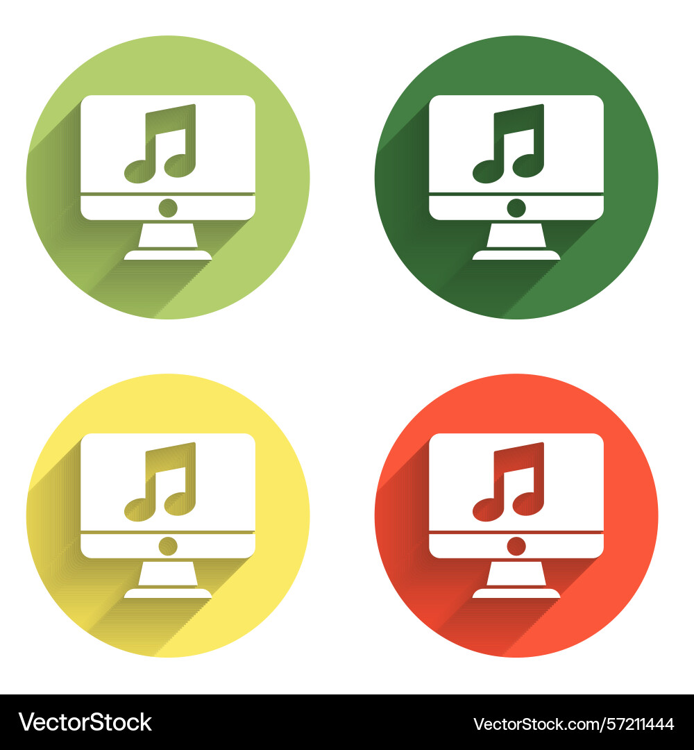 Set computer with music note symbol on screen Vector Image