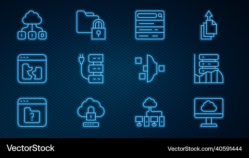 Set line cloud technology data transfer server Vector Image