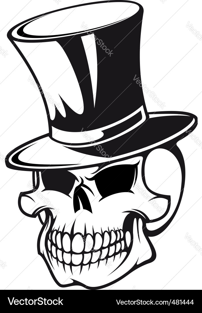Skull in Black Hat vector image