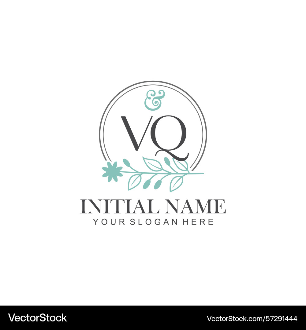 Vq initial logo templates with botanical elements Vector Image
