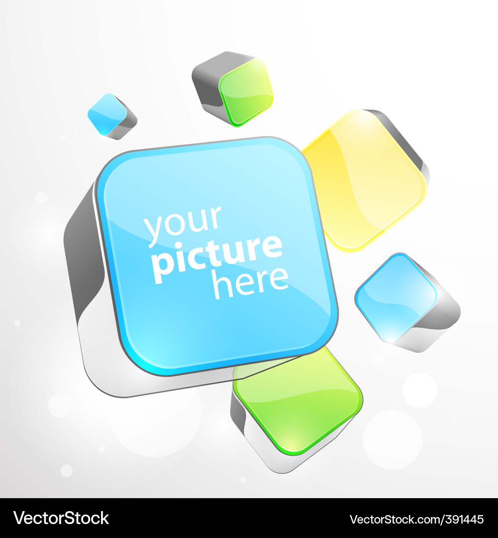 3D Bright Abstract Cube Background Vector Image
