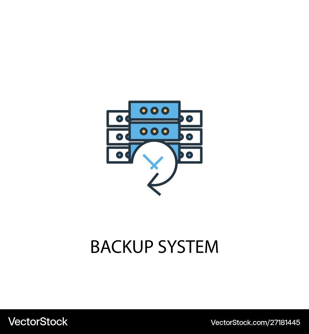 Backup system concept 2 colored line icon simple vector image