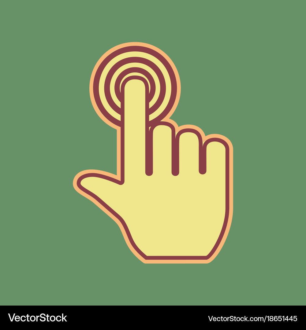 Hand click on button cordovan icon vector image