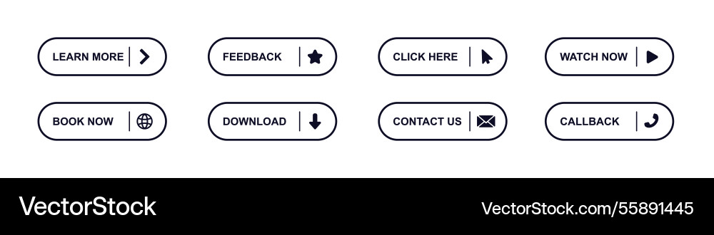 Interactive buttons for websites with icons Vector Image