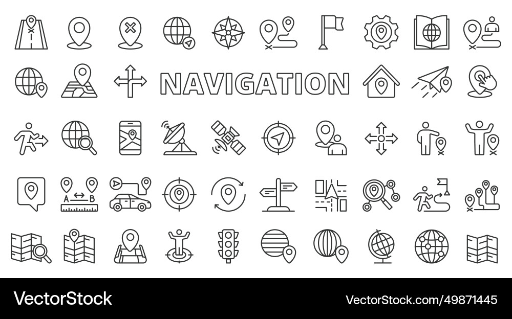 Navigation location icons in line design map Navigation location icons in line design map vector image