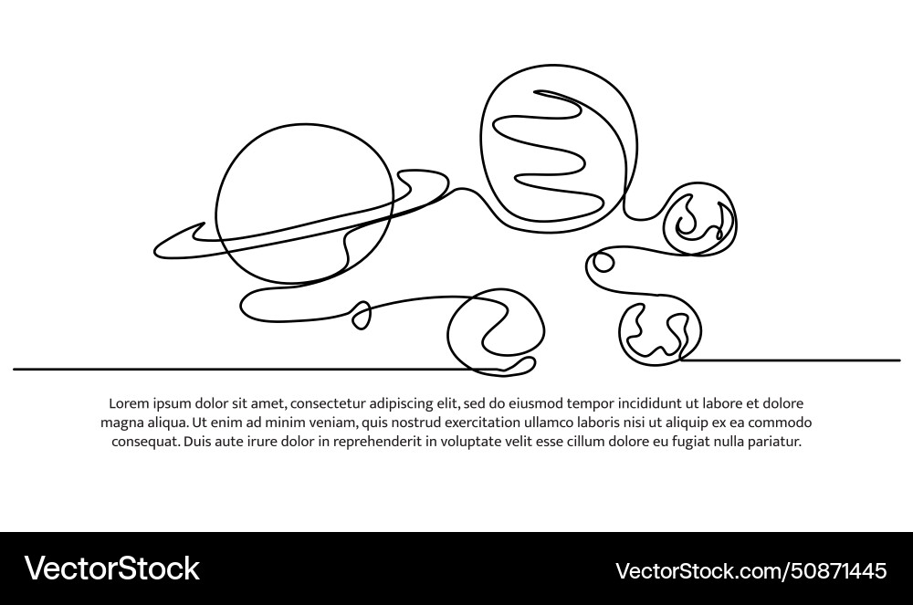 One continuous line of solar system visualisation Vector Image