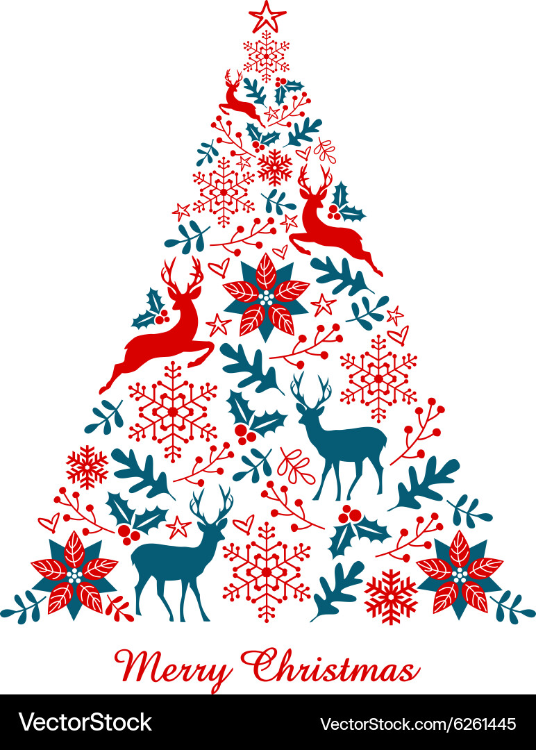 Ornamental Christmas Tree Vector Image