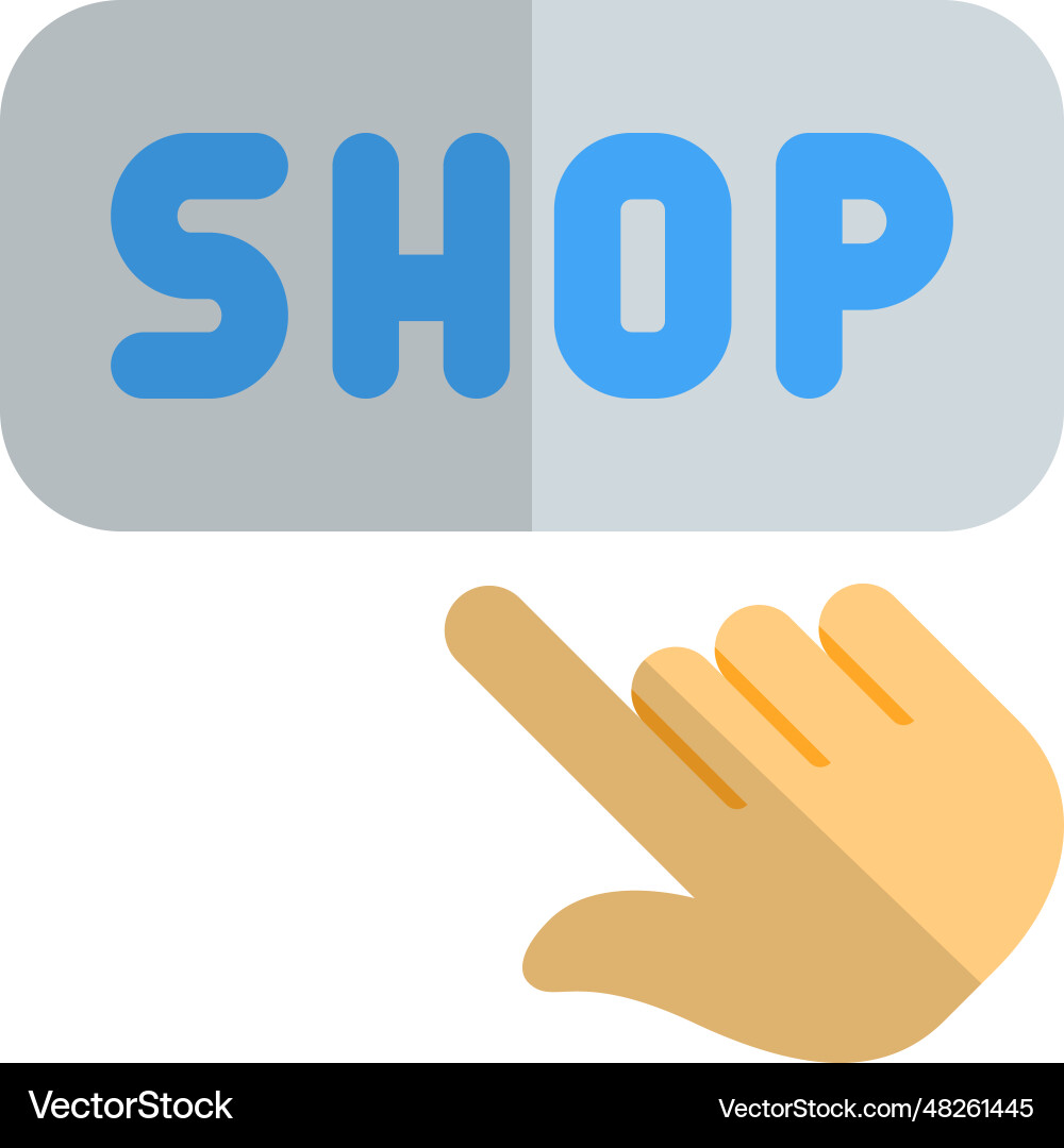 Pointer dragged on shop option in website vector image