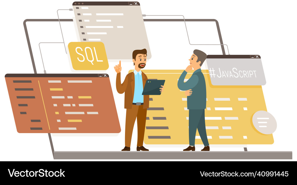 Programmer engineering and coding set Programmer engineering and coding set vector image