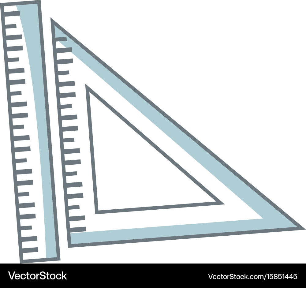 Ruler and triangle measure geometry elements vector image