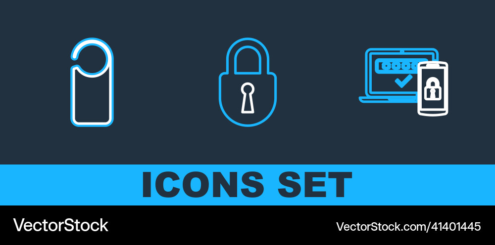 Set line two steps authentication please do vector image