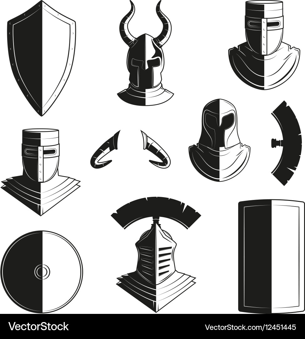 Set of icons ancient helmets Vector Image