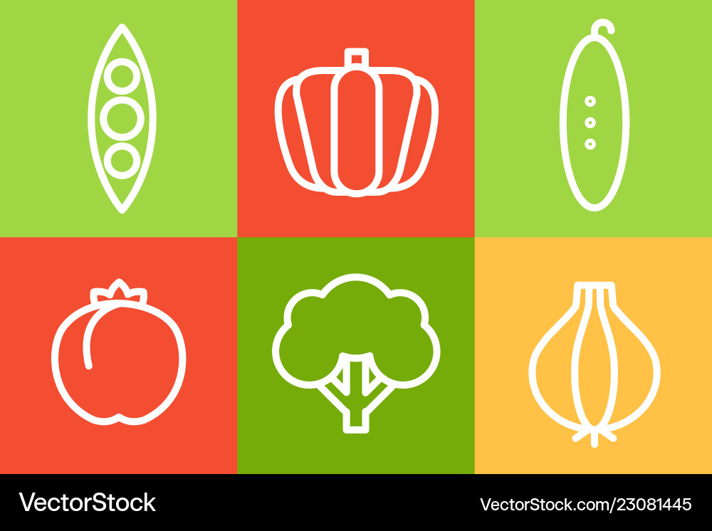Set of vegetables in linear style Set of vegetables in linear style vector image