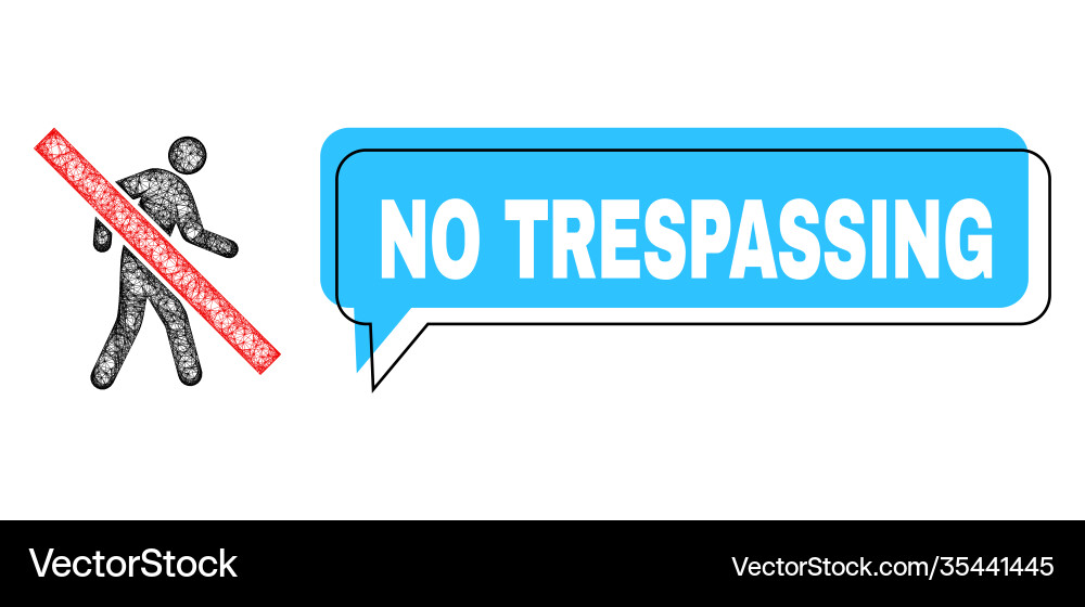 Shifted no trespassing message bubble and net stop Shifted no trespassing message bubble and net stop vector image