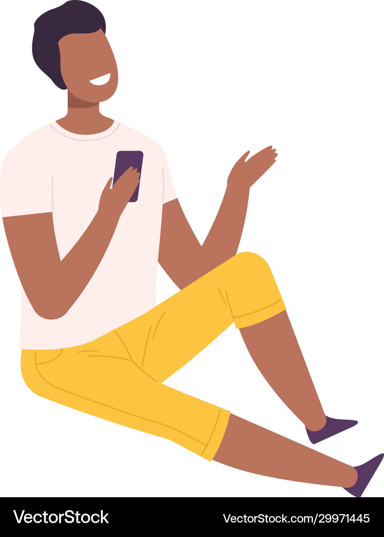 Smiling Man Using Smartphone vector image