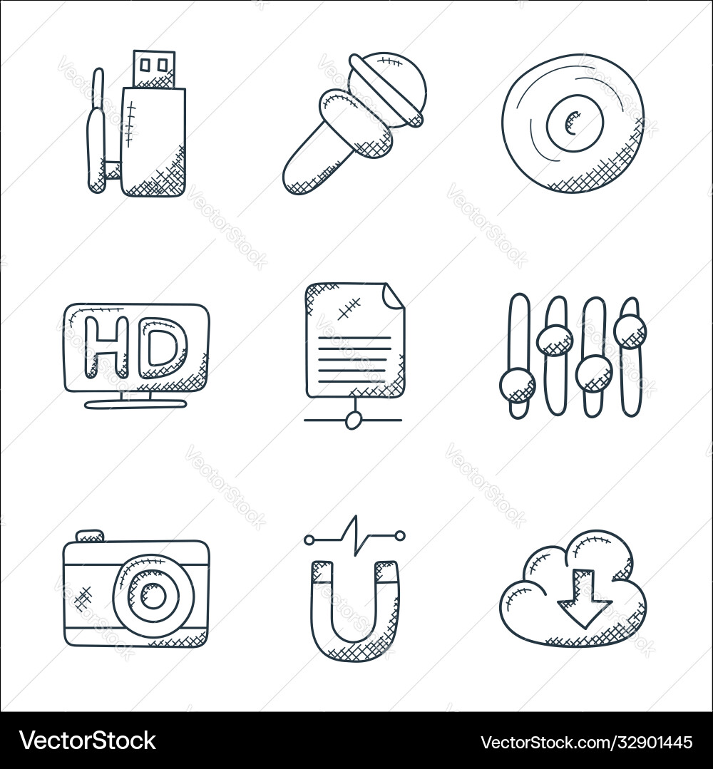 Technology line icons linear set quality Technology line icons linear set quality vector image