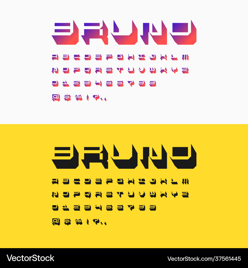Three-dimensional characters in isometry alphabet Three-dimensional characters in isometry alphabet vector image