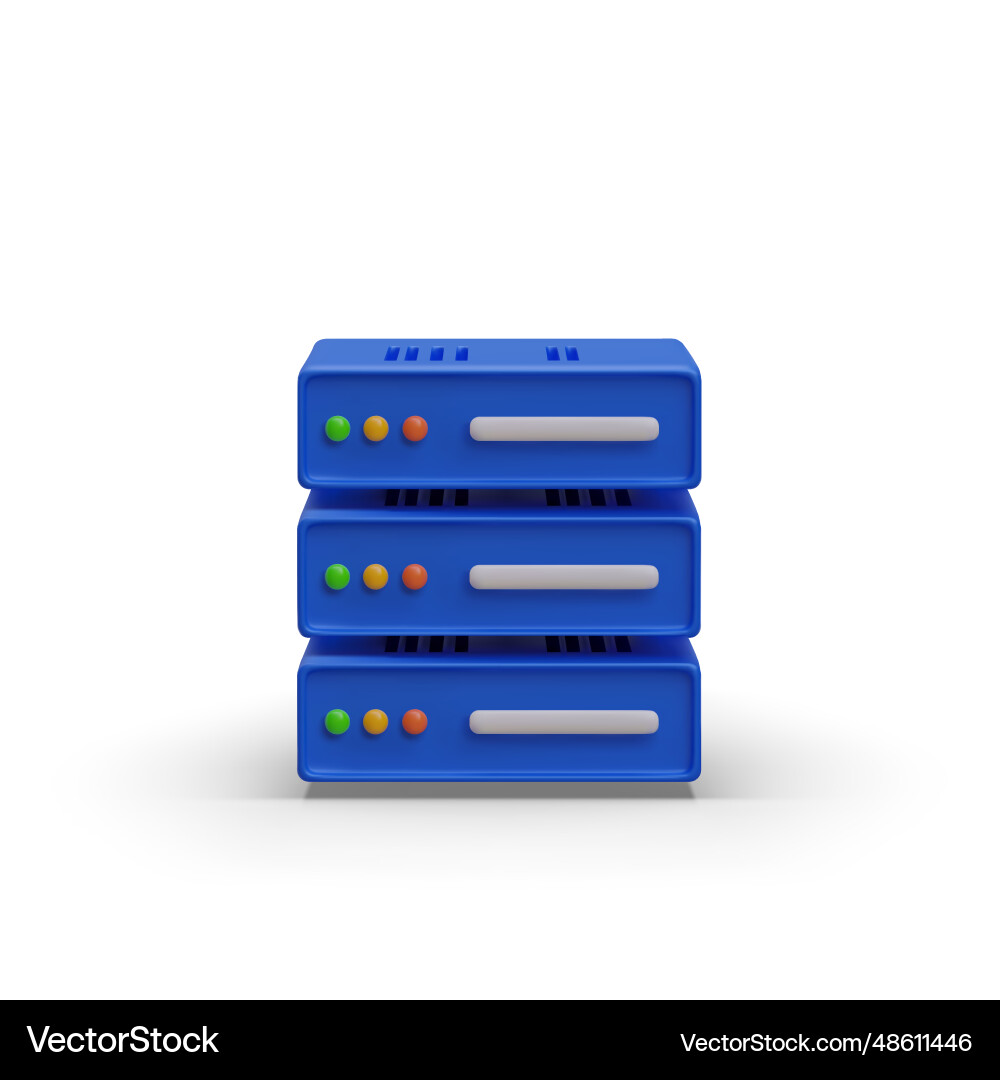 3d blue server front view autonomous performance 3d blue server front view autonomous performance vector image
