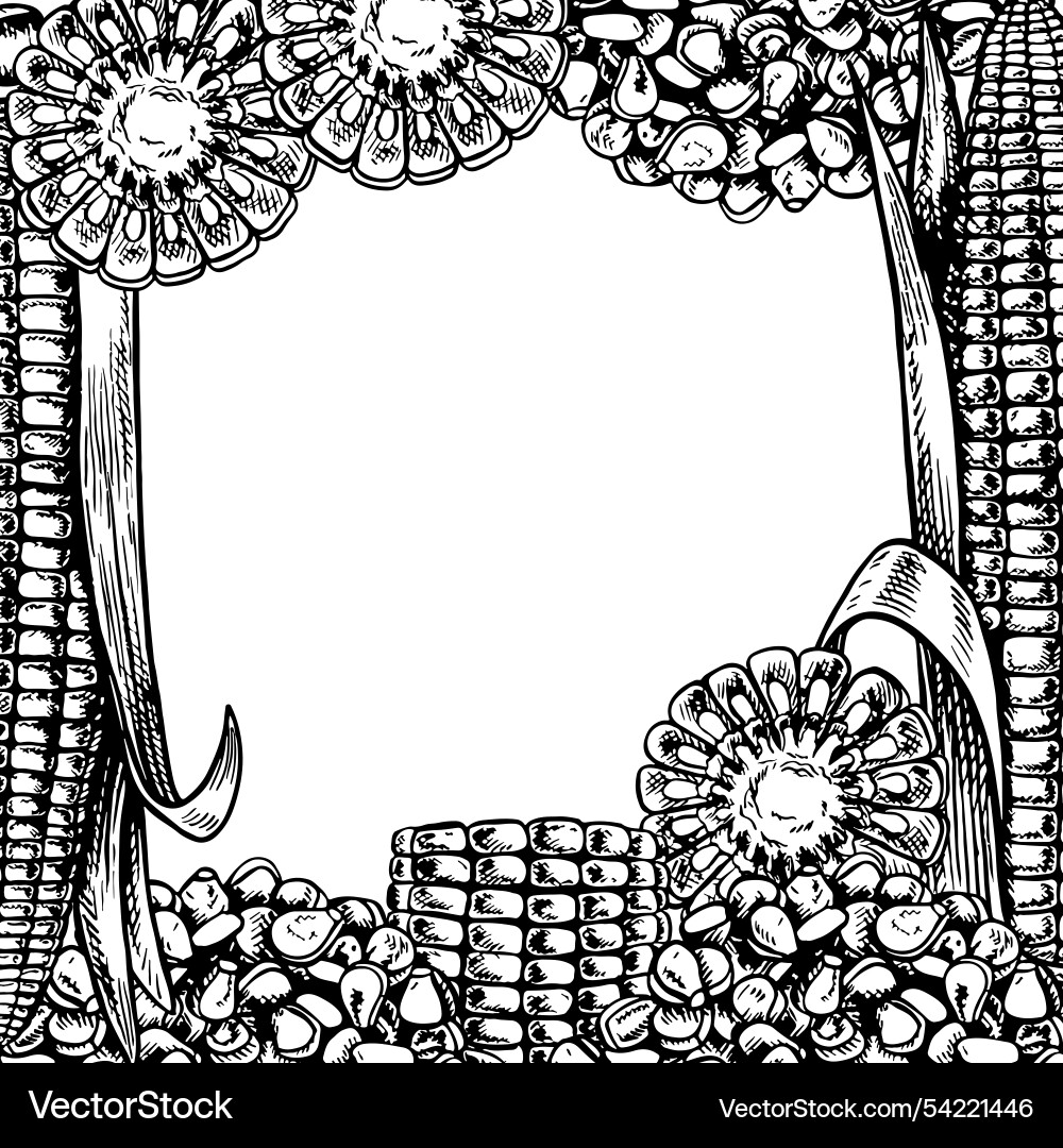 A frame with corn graphics depicting A frame with corn graphics depicting vector image
