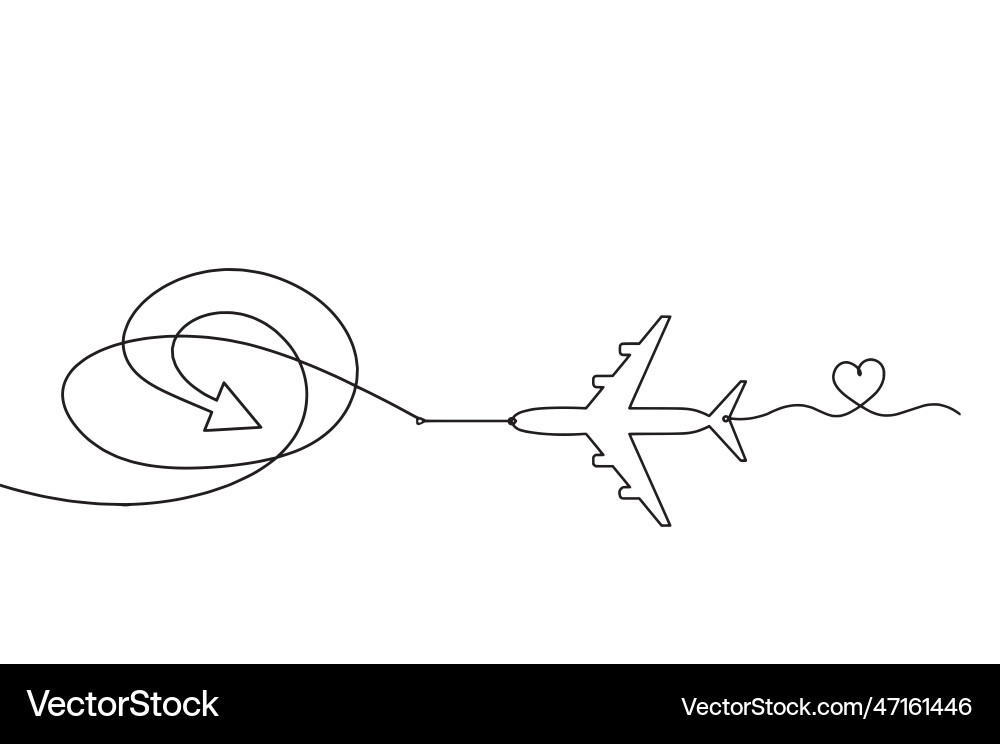 Abstract continuous lines arrows and plane Vector Image