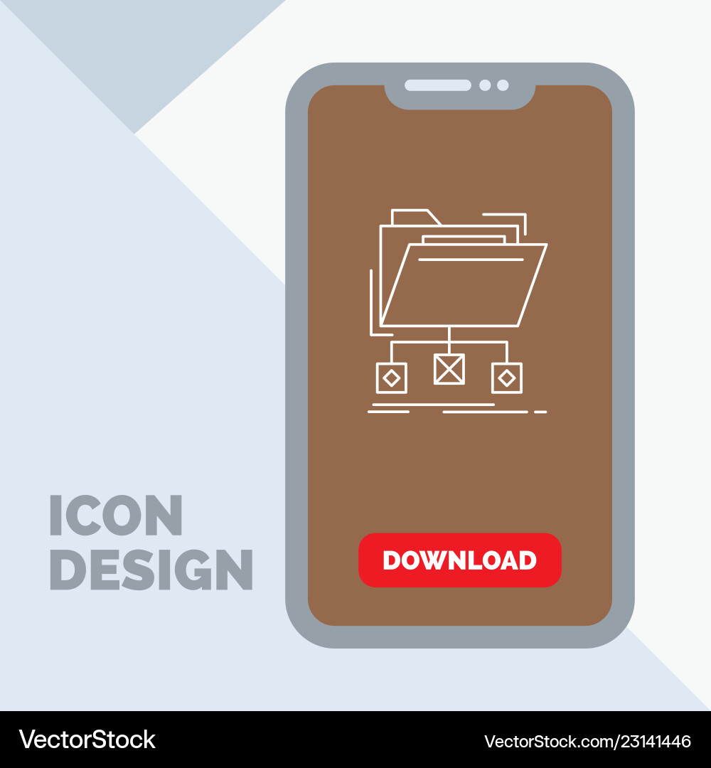 Backup data files folder network line icon Backup data files folder network line icon vector image